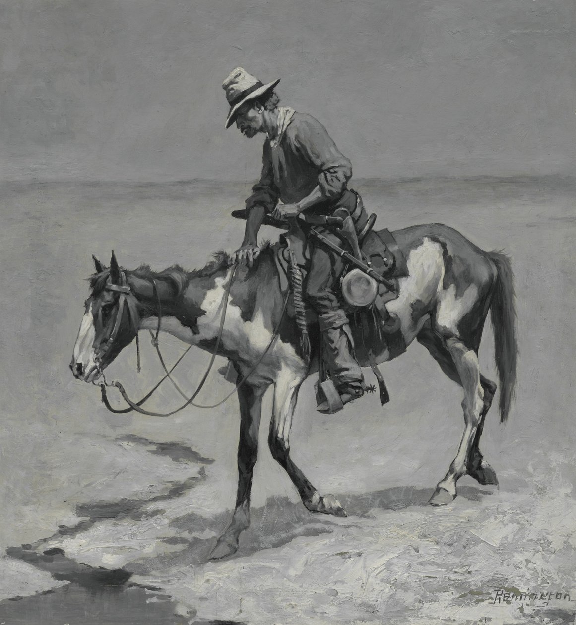Egy texasi póni, 1889 (olaj, kompozíciós tábla) alkotó: Frederic Remington