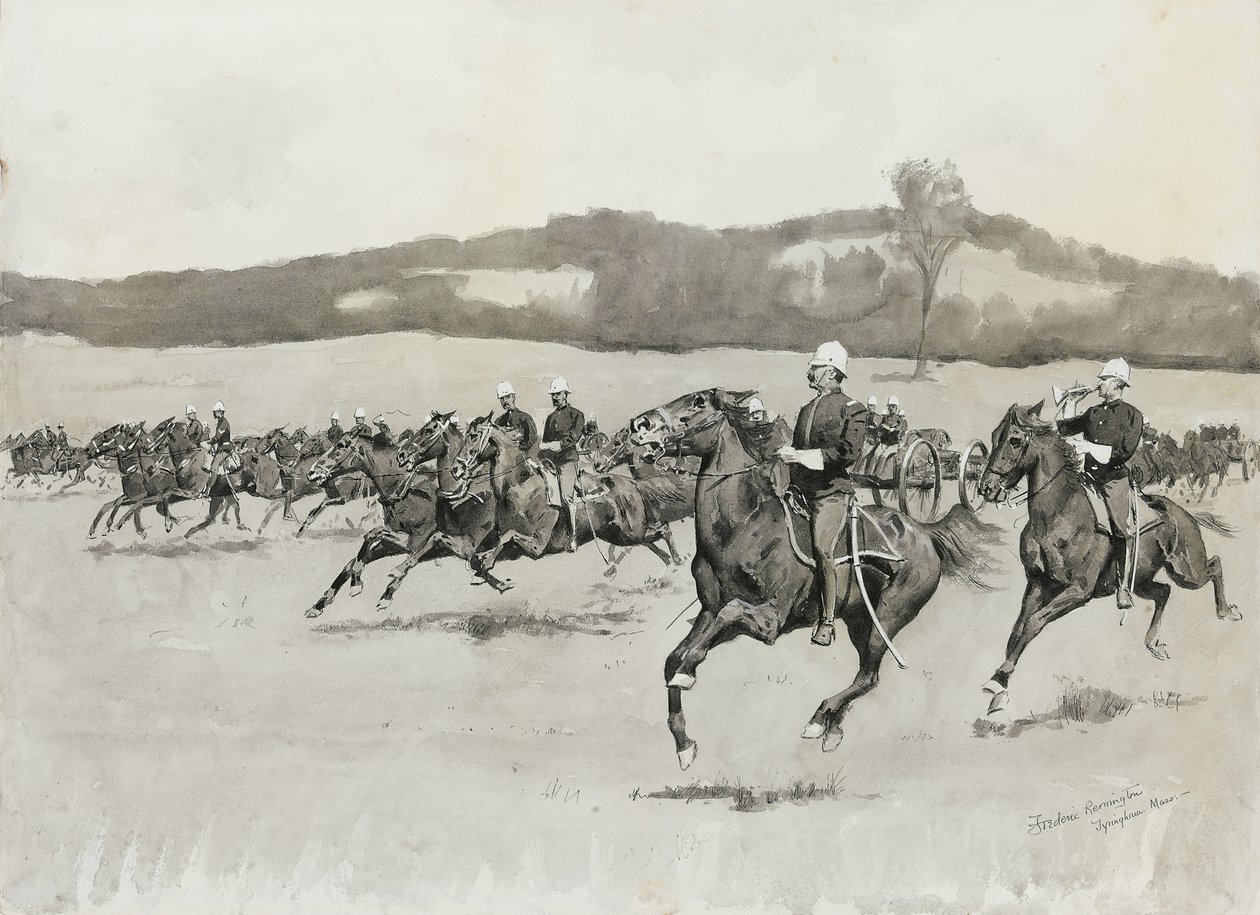 Akkumulátor K a fúrónál a Berkshire Hillsben, Massachusettsben alkotó: Frederic Remington