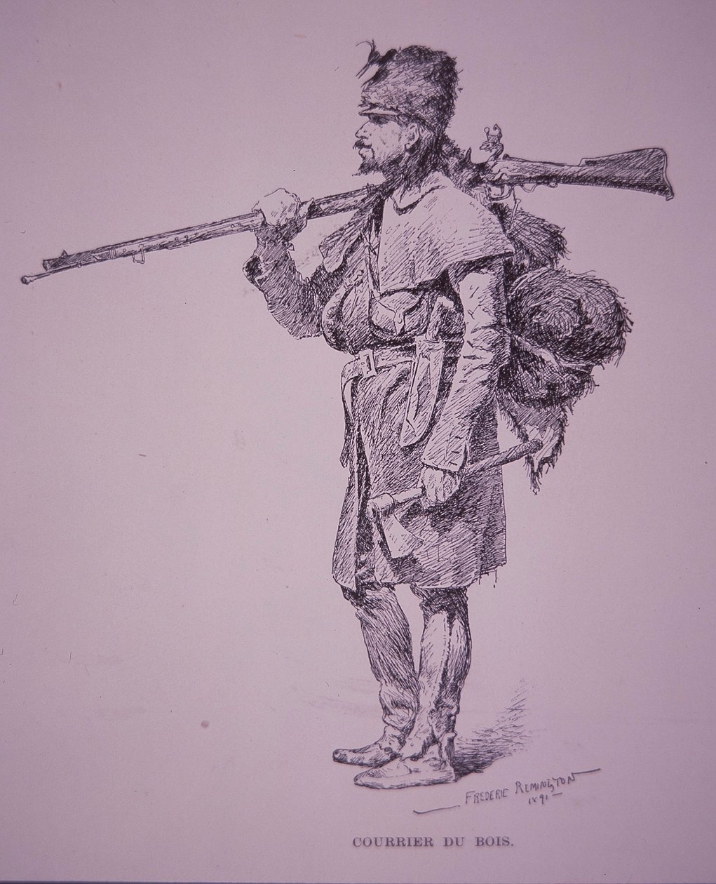 Francia-kanadai szőrmecsapda Coureur du Bois alkotó: Frederic Remington