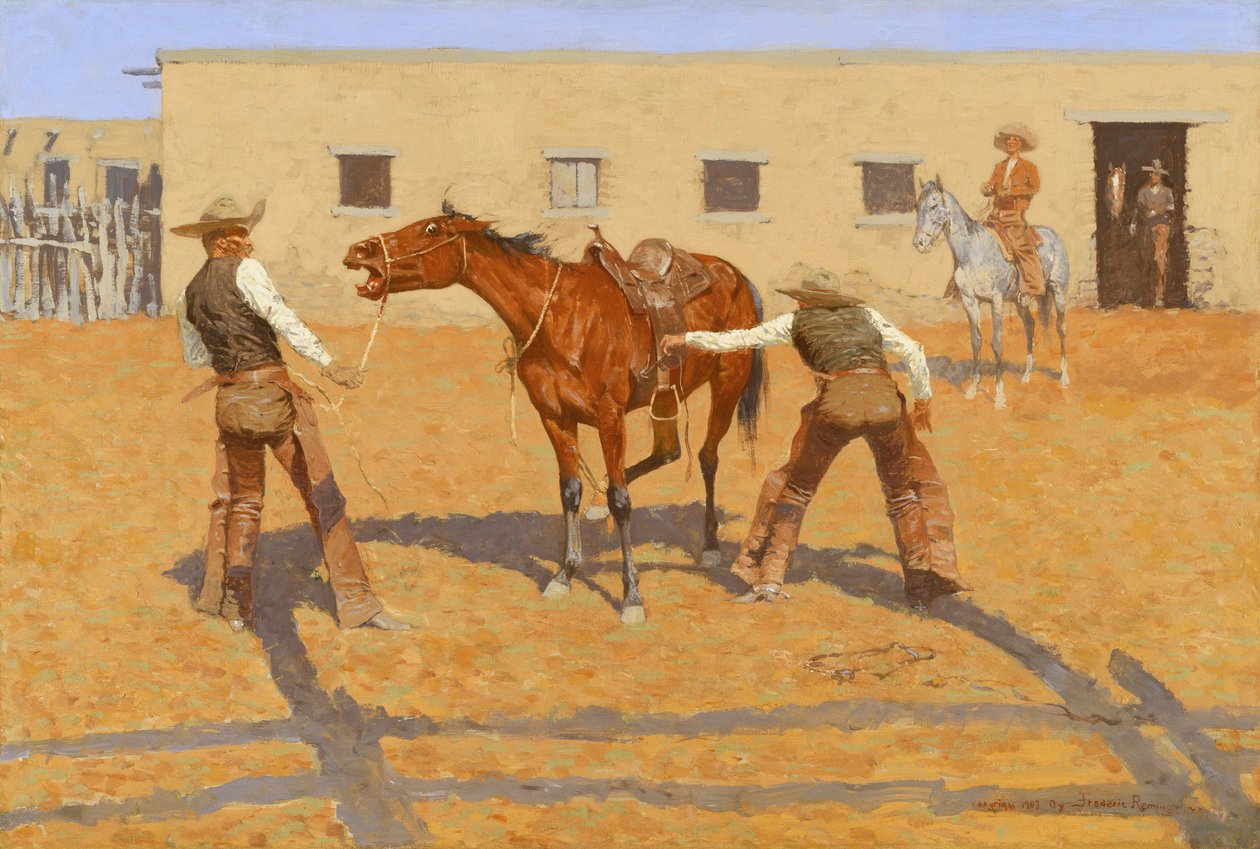 Az első Leson, 1903, írta Frederic S. Remington alkotó: Frederic Remington