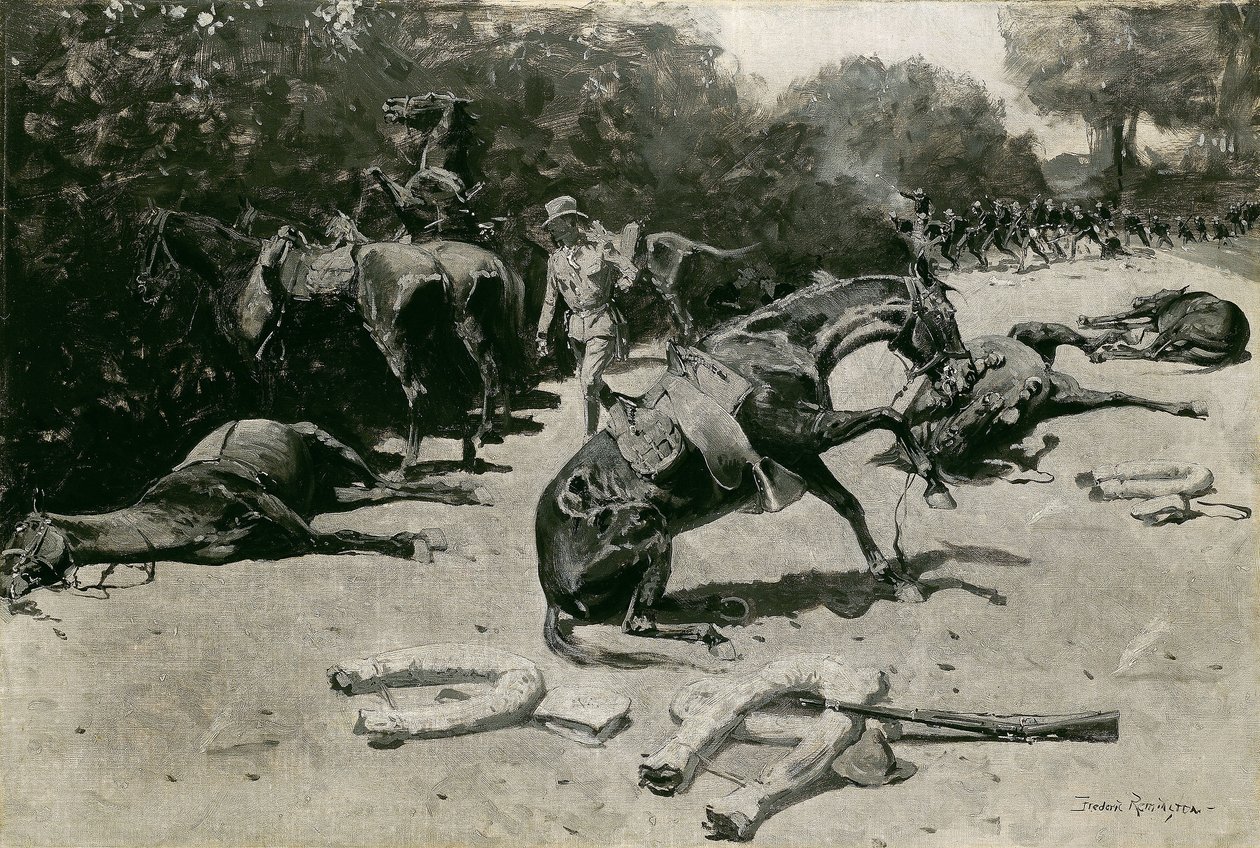 Hogyan haltak meg a lovak a hazájukért Santiagóban alkotó: Frederic Remington