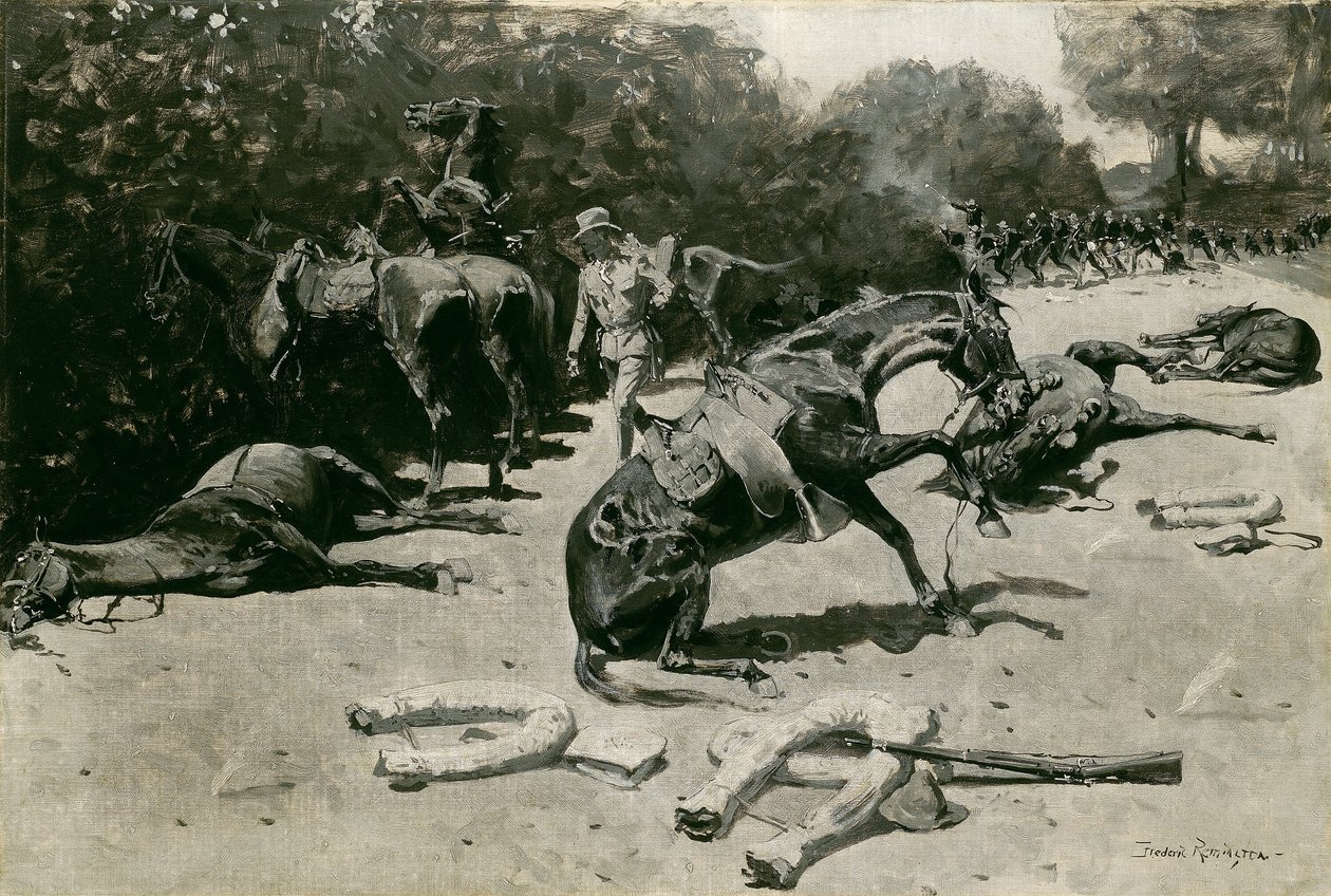 Hogyan haltak meg a lovak hazájukért Santiagóban, 1899. alkotó: Frederic Remington