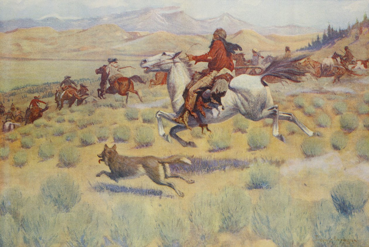 Hunting on the Prairie, Colliers Weekly, pub.1904 alkotó: Frederic Remington