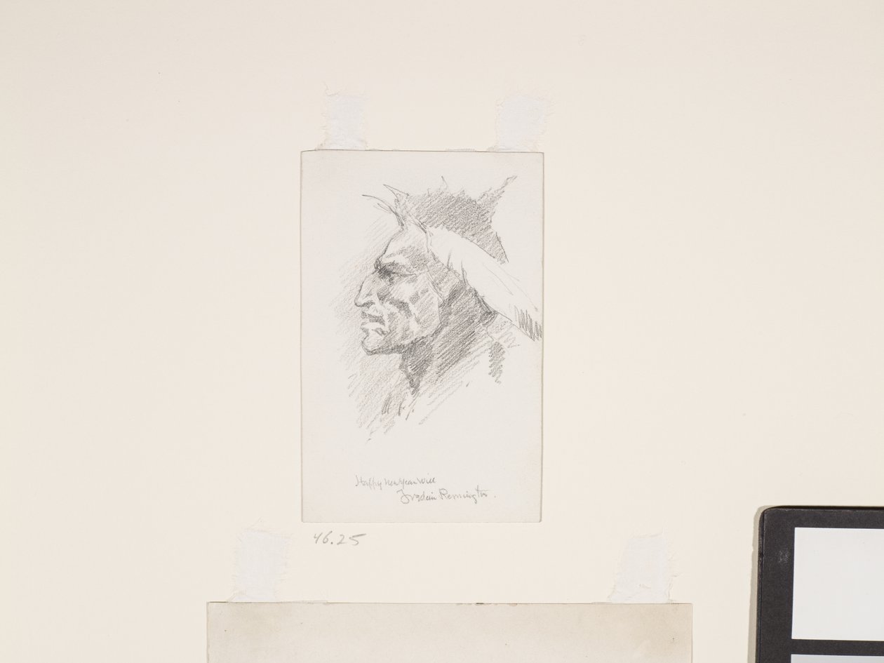 Indián fej, dátum ismeretlen (ceruza, fehér papír) alkotó: Frederic Remington