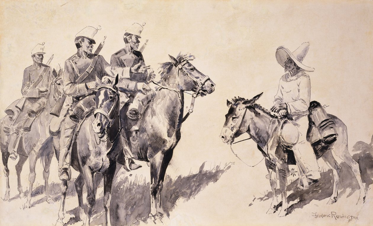 Mexikói csendőrök kérik az utat, 1890 alkotó: Frederic Remington