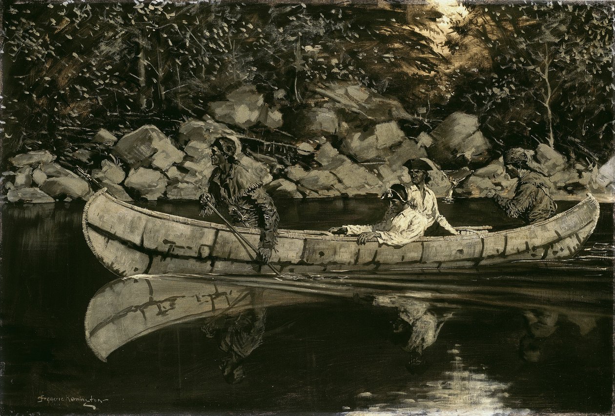 A sebesült brit tiszt evezése, 1897. alkotó: Frederic Remington