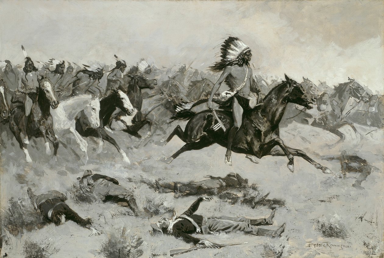 Rohanó vörös páholyok haladtak át a vonalon alkotó: Frederic Remington