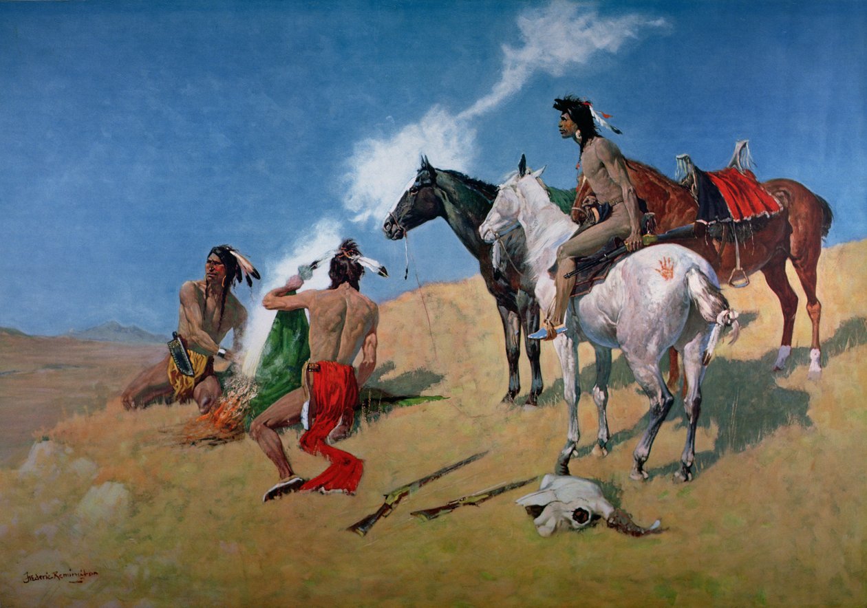 Füstjelek (olaj, vászon) alkotó: Frederic Remington