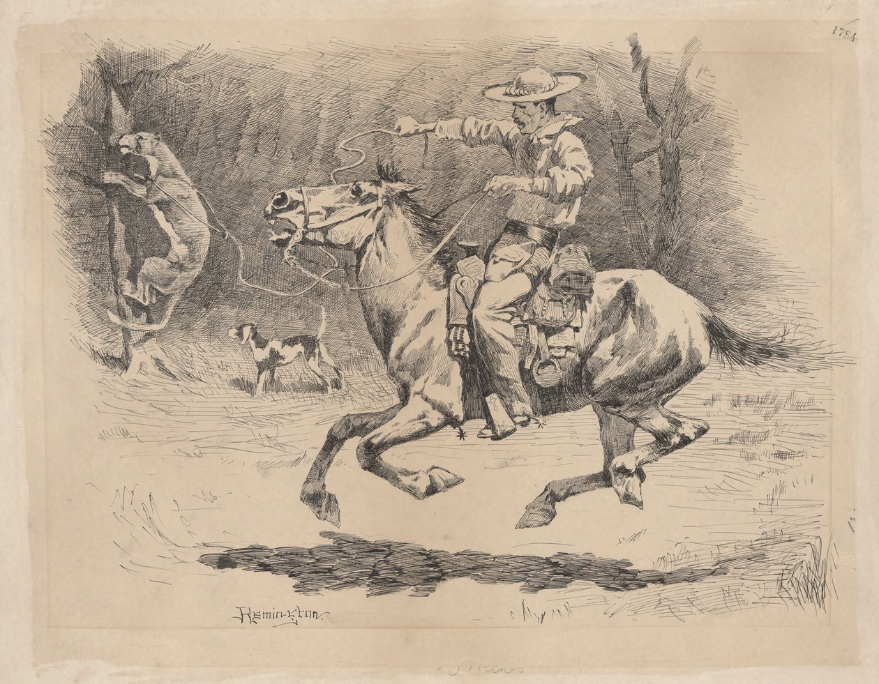 Lójának serkentése üldözésben alkotó: Frederic Remington
