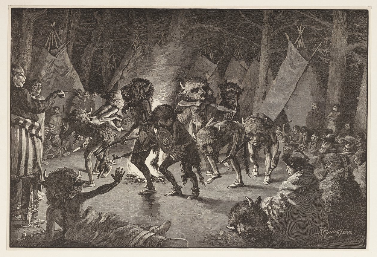 The Buffalo Dance, a Harpers Weekly-től, 1887-es kocsma alkotó: Frederic Remington