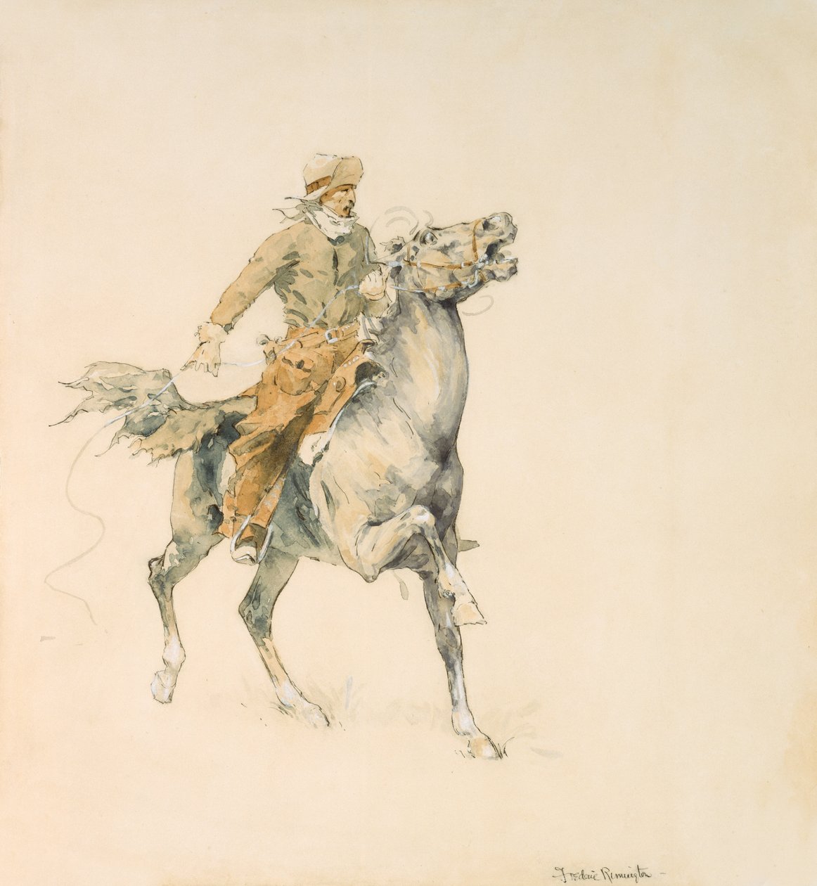The Cowboy, 1897 körül (wc papíron) alkotó: Frederic Remington