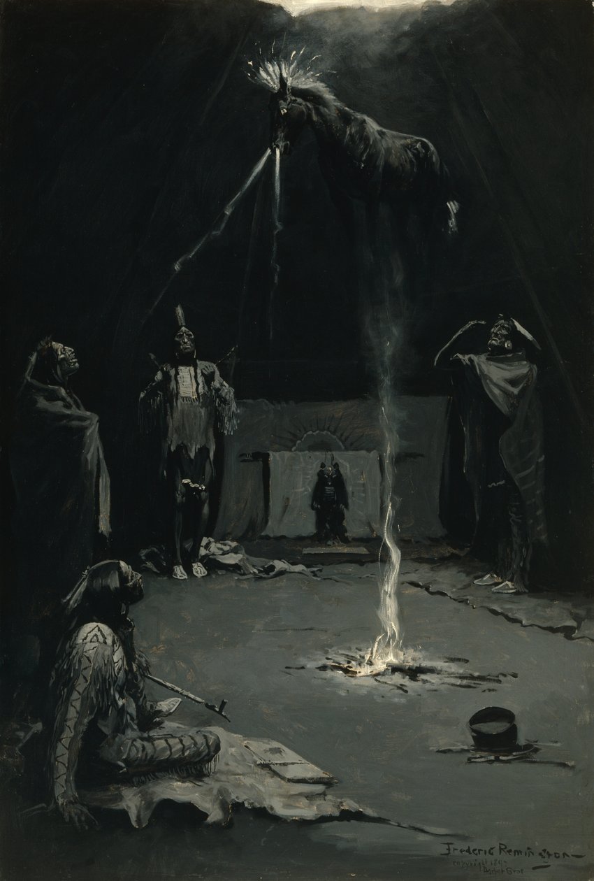 The Going of the Medicine-Horse (indiai tűzisten) 1897 alkotó: Frederic Remington