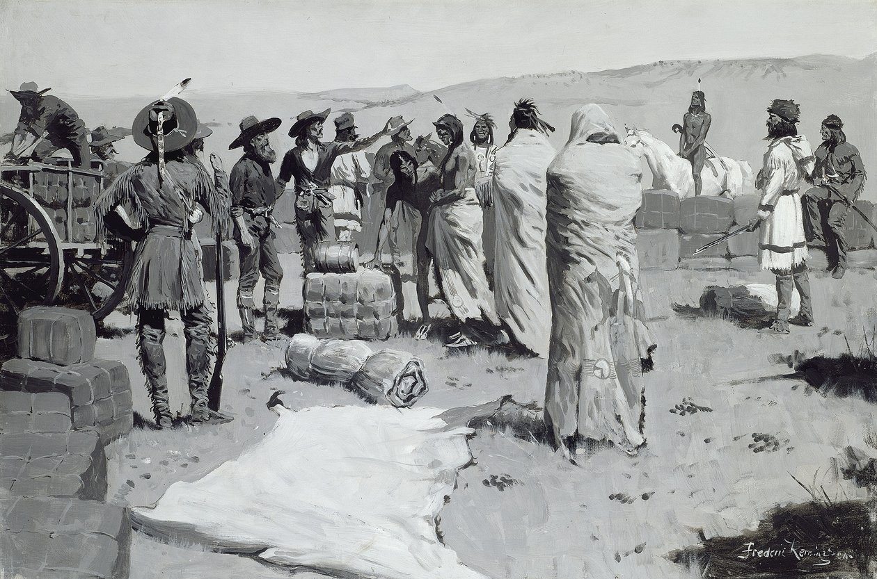 A tolmács integetett az ifjúságnak, 1900 körül alkotó: Frederic Remington