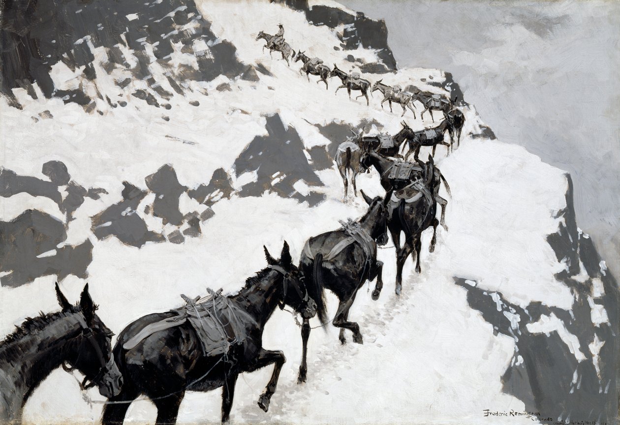 Az öszvér csomag (An Ore-Train Going to the Silver Mines, Colorado) 1901 alkotó: Frederic Remington