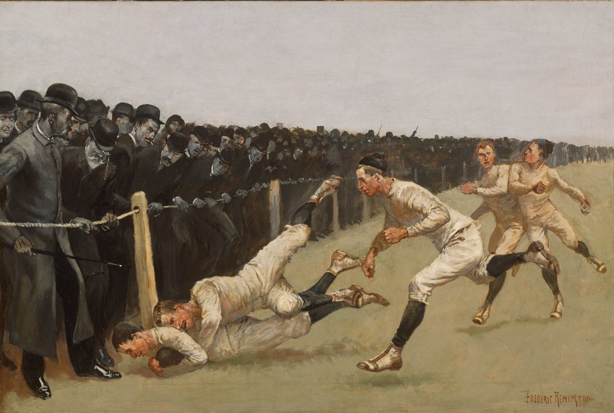 Touchdown, Yale vs. Princeton, Hálaadás napja, 1890. november 27., Yale 32., Princeton 0 alkotó: Frederic Remington