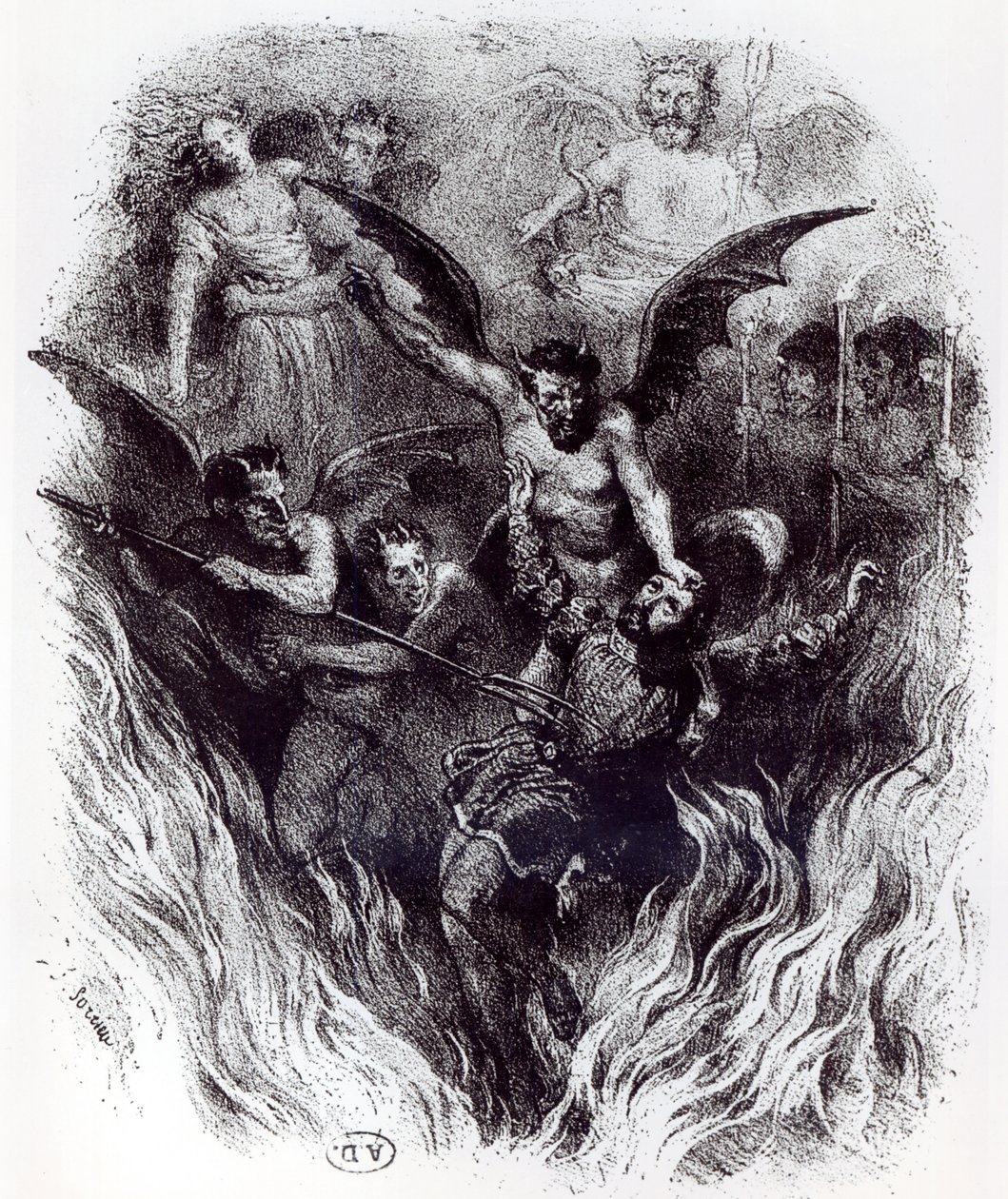 Illusztráció Hector Berlioz (1803-69) „La Damnation de Faust” (1846) zenekari partitúrájára, 1854 alkotó: Frederic Sorrieu