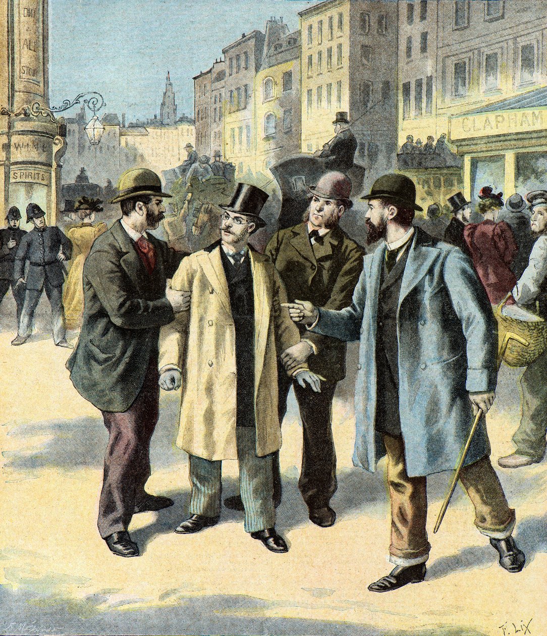 Leopold Emile Aron letartóztatása,1895 (Illusztráció) alkotó: Frederic Theodore Lix