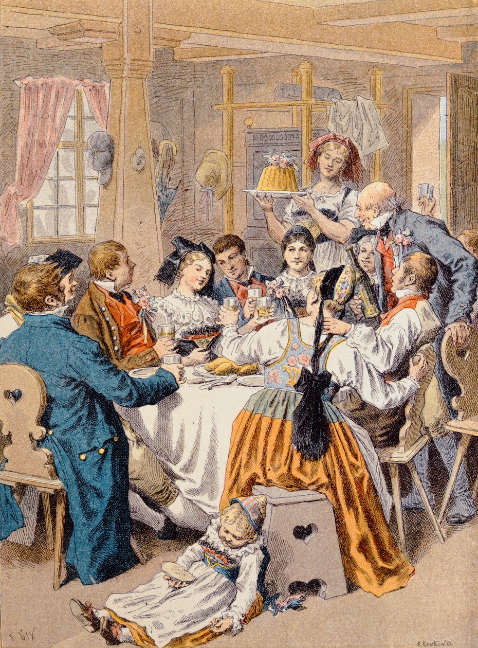 Egy eljegyzés megünneplése Elzászban, 1901 alkotó: Frederic Theodore Lix