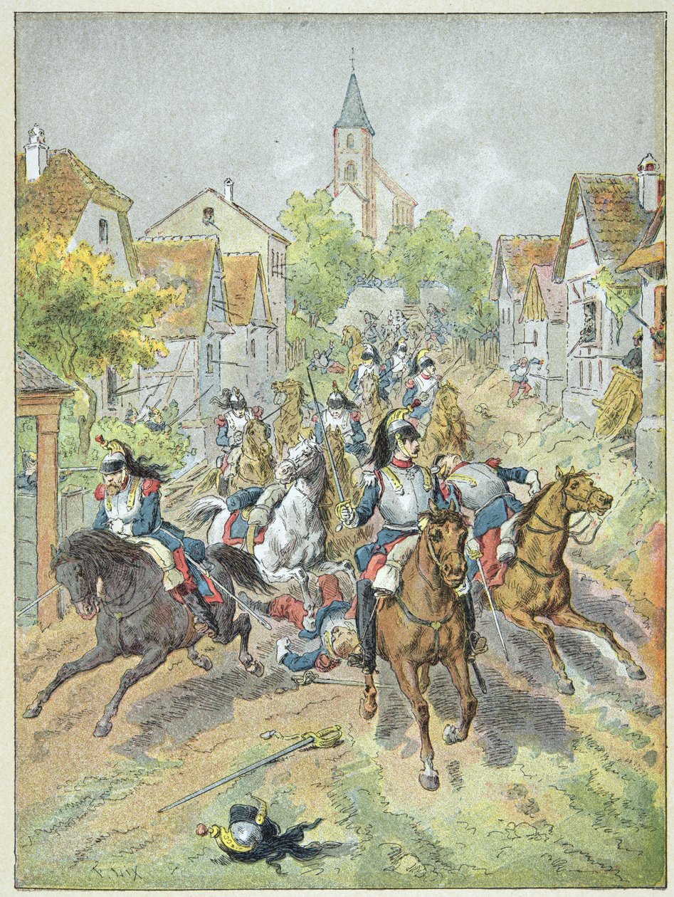A francia cuirassiers megtámadása a reichshoffeni csata során, augusztus 6-án alkotó: Frederic Theodore Lix