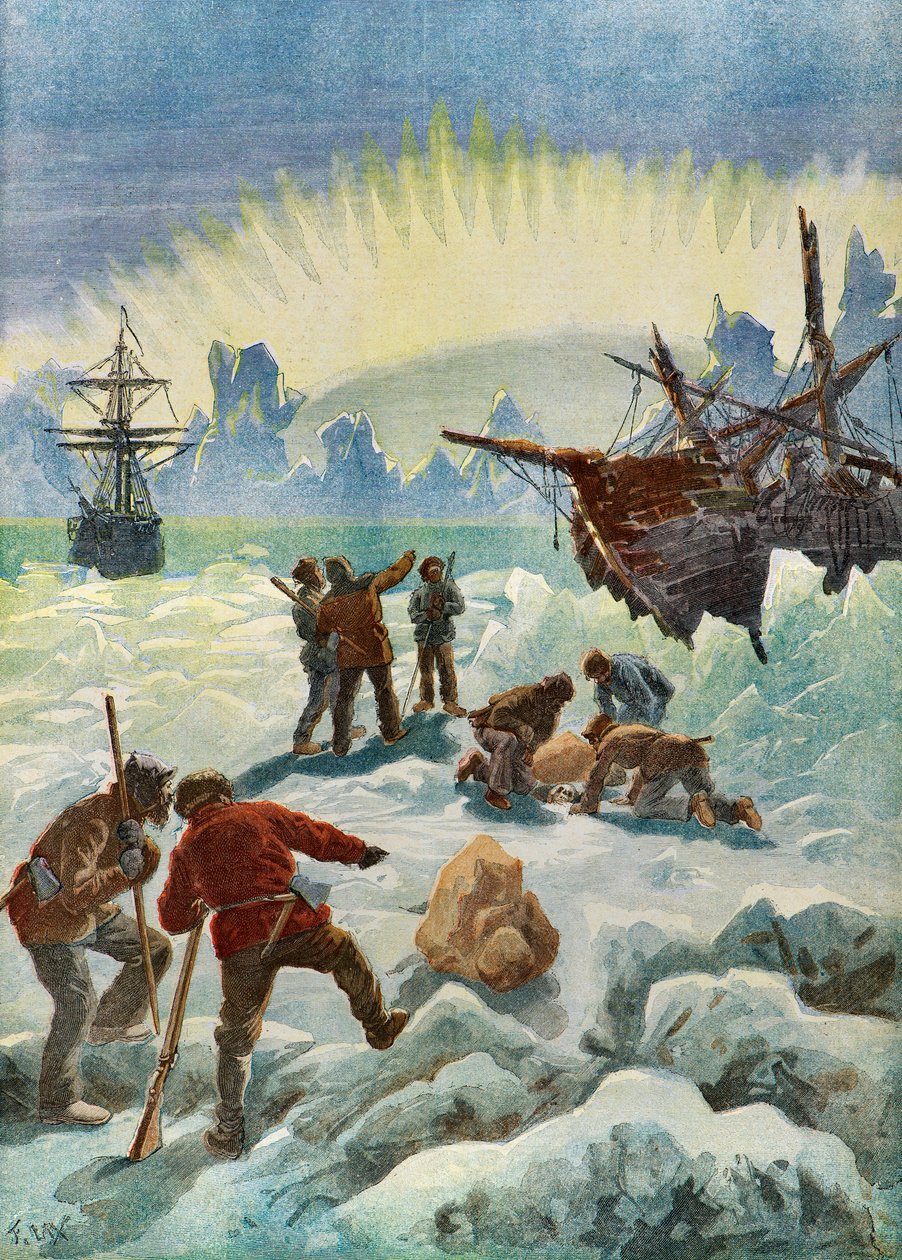 A hullámzó norvég hajó maradványainak felfedezése alkotó: Frederic Theodore Lix