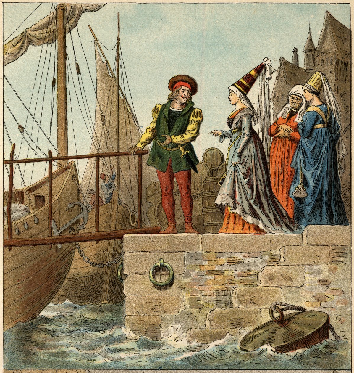 Népszerű dal: „A Nantes megérkezett””. Illusztráció (részlet) Frederic Theodore Lixtől (1830-1897) a „Gyermekdalok és körök Franciaország tartományaiból” c. alkotó: Frederic Theodore Lix