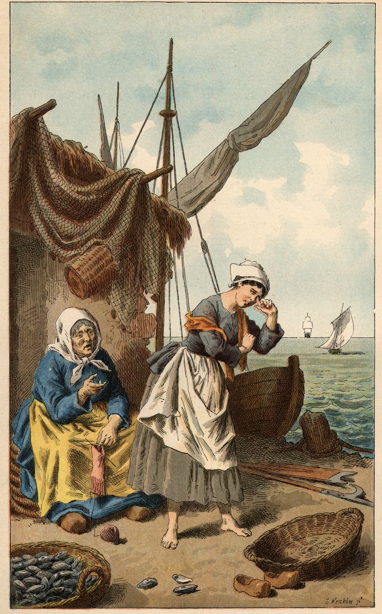 Népszerű dal: „” Kagylóhalászat”” Illusztráció: Frederic Theodore Lix (1830-1897). A "Gyermekdalok és Franciaország tartományainak körei" címlapja alkotó: Frederic Theodore Lix