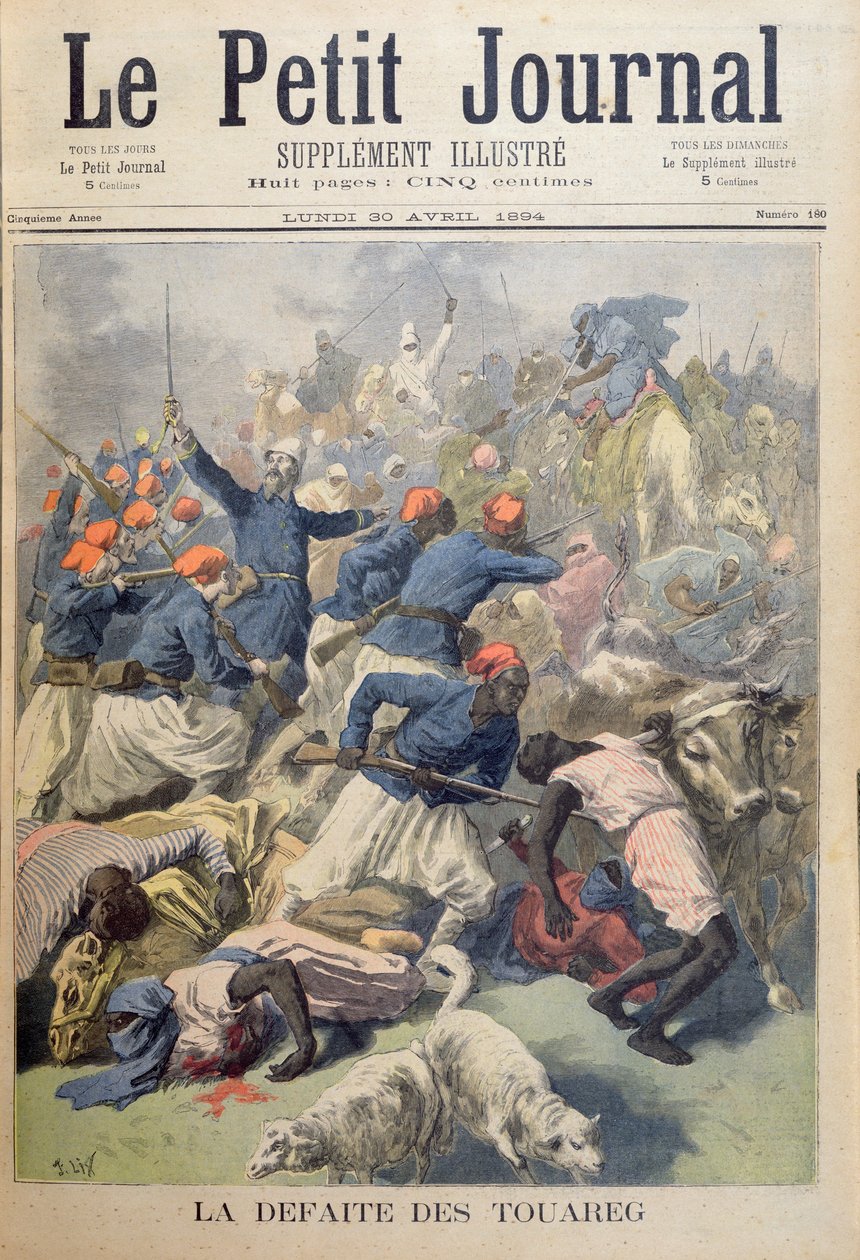 A tuaregek veresége, a "Le Petit Journal" címlapja, 1894. április 30. alkotó: Frederic Theodore Lix