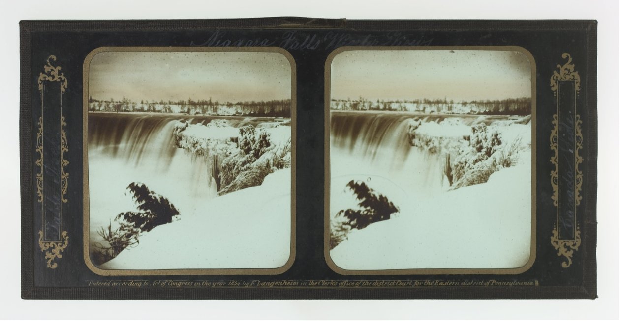 Niagara-vízesés, téli kilátás, Table Rock, Kanada oldala alkotó: Frederic and William Langenheim