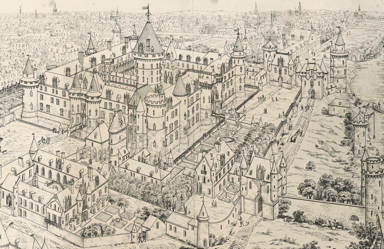 A párizsi Louvre V. Károly idején, Wise (14. század), Frederic de Clarac (1777-1847) rajza, Franciaország alkotó: Frederic de Clarac