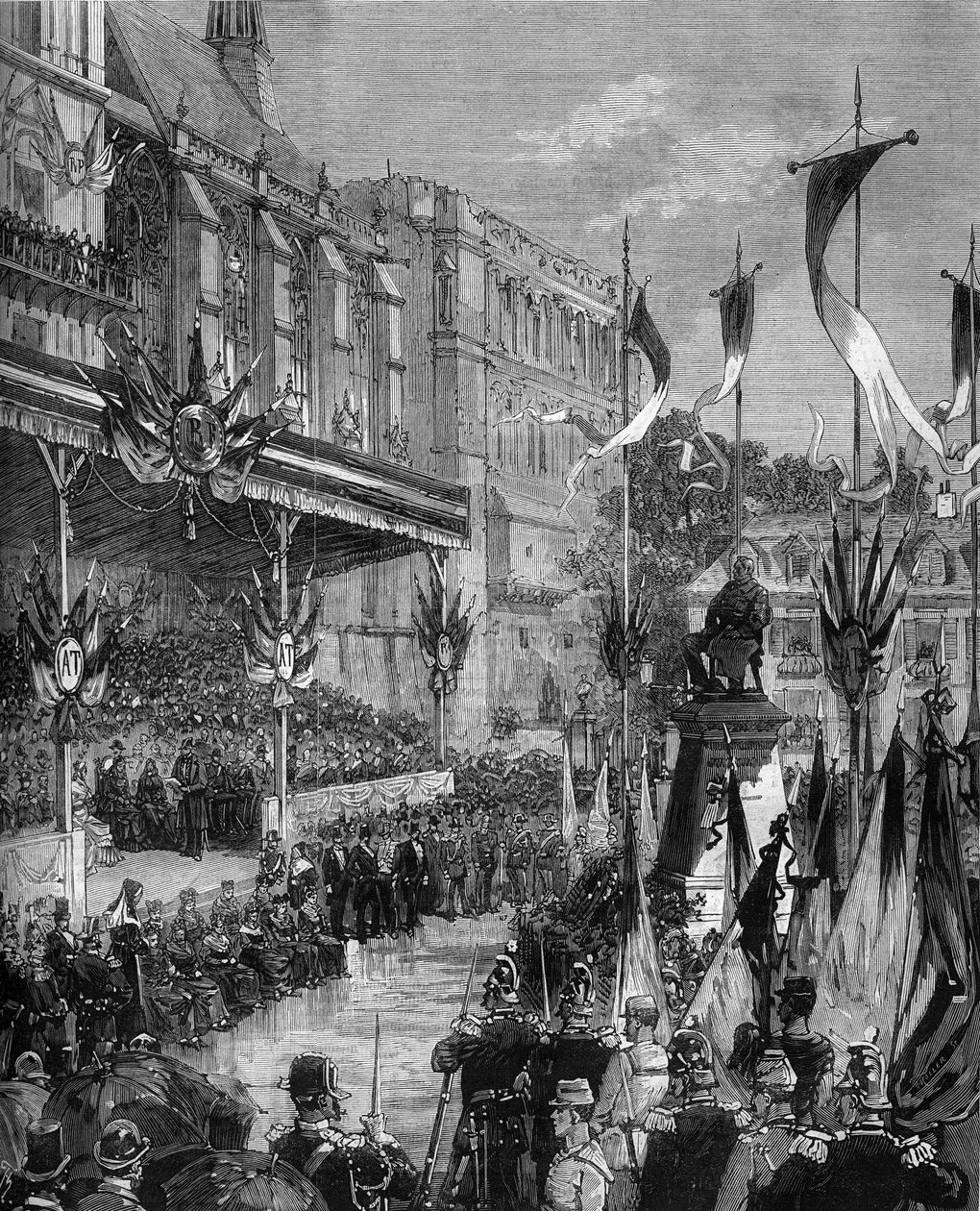 Adolphe Thiers (1797-1877) szobrának felavatása a Place Thiers de Saint Germain en Laye-n (Saint-Germain-en-Laye), szeptember 19. alkotó: Frederic de Haenen