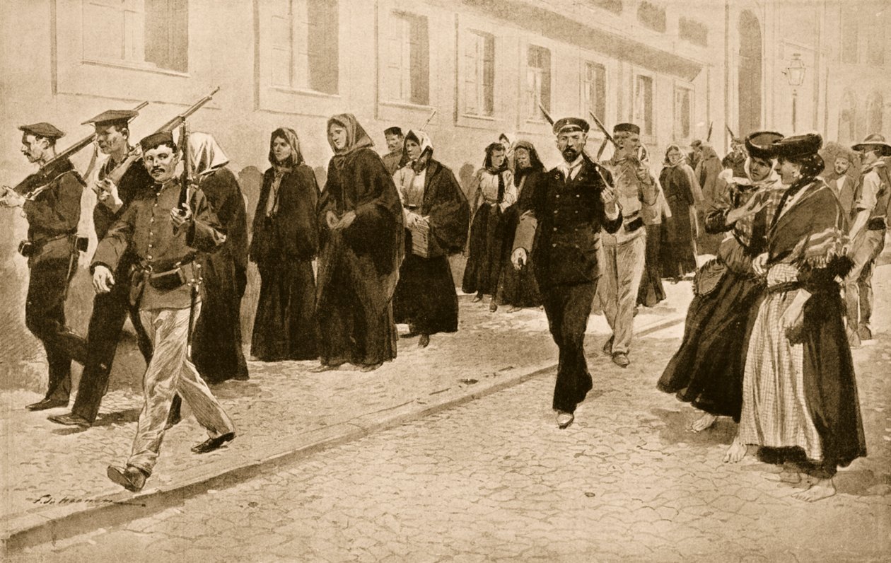 Republikánus védelem alatt álló apácák az 1910-es portugál forradalom idején alkotó: Frederic de Haenen