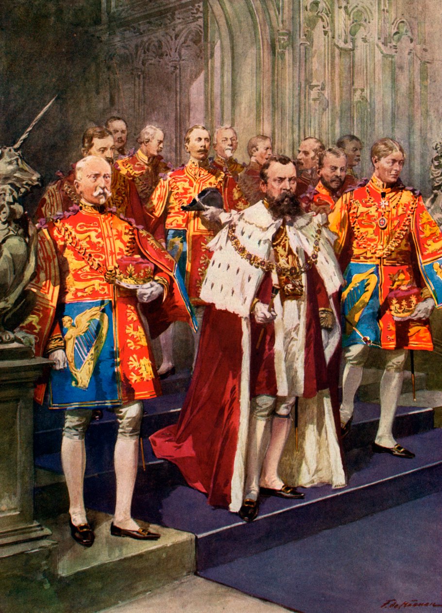 A Heralds College tisztjei, koronázási ünnepség alkotó: Frederic de Haenen