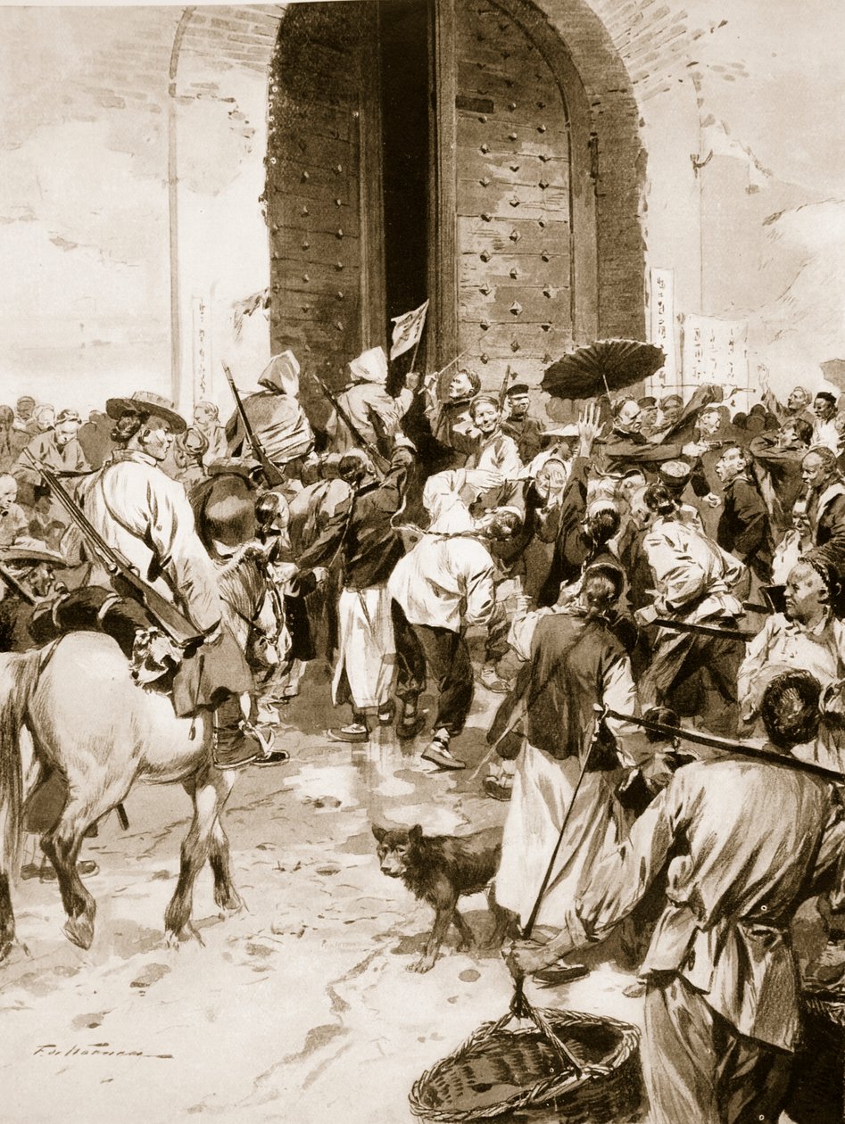 A kínai forradalom, 1911, illusztráció a „Hutchinsons History of the Nations” című könyvéből, 1920 körül alkotó: Frederic de Haenen