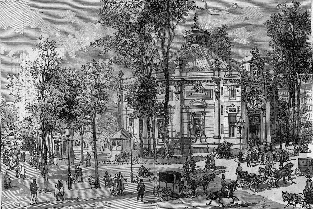 Kilátás a Panorama Marigny színházra, amikor Charles Garnier (1825-1895) építette Párizsban alkotó: Frederic de Haenen