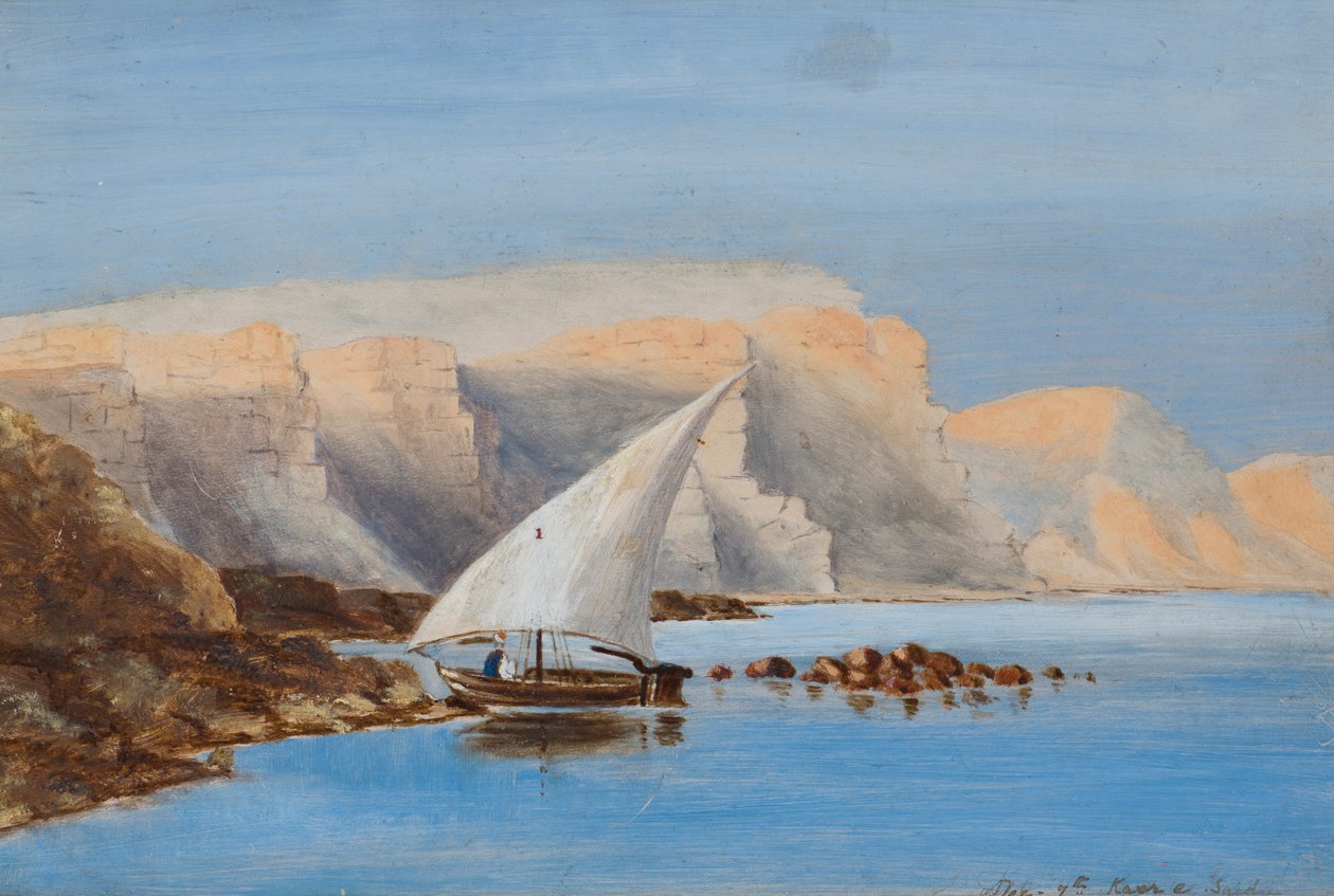 Vitorlás Észak-Afrika partjainál, 1846-1907 körül (olaj a fedélzeten) alkotó: Frederica Countess of Scarborough Drummond