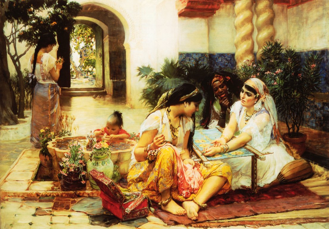 Egy algériai El Biar faluban alkotó: Frederick Arthur Bridgman