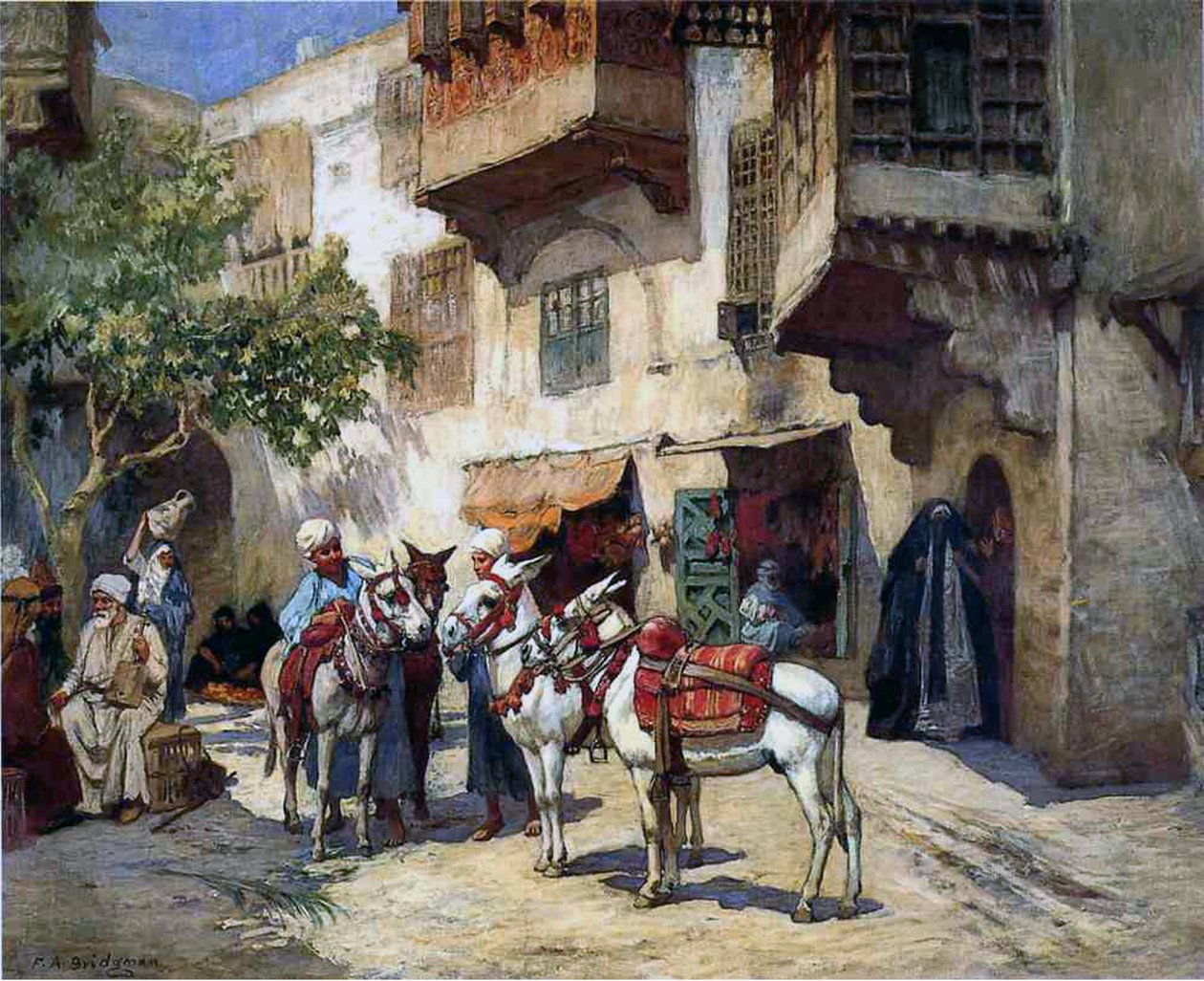 Keleti utca szamarakkal alkotó: Frederick Arthur Bridgman
