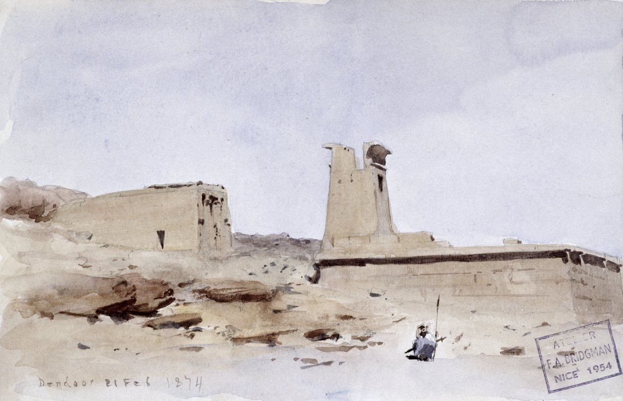 Dendur temploma, amely a pilont és a teraszt mutatja be, 1874 alkotó: Frederick Arthur Bridgman