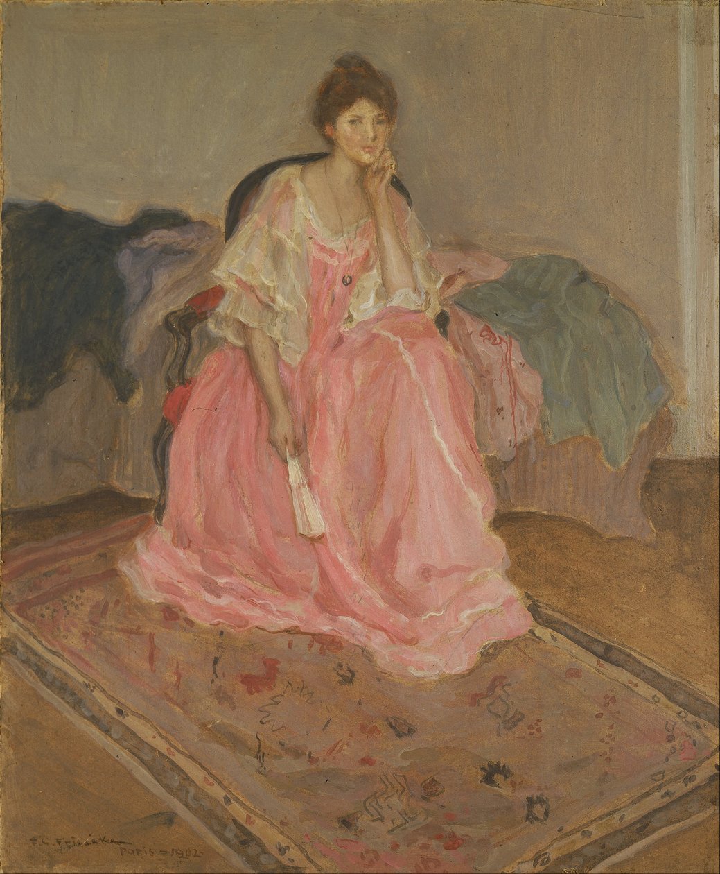 Lady in Pink alkotó: Frederick Carl Frieseke