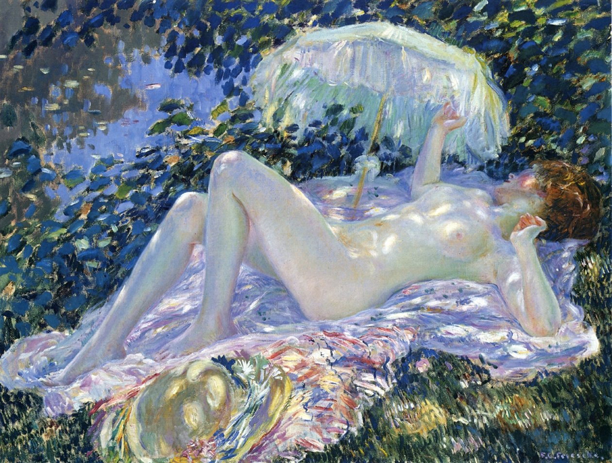 Napozás, 1913 körül alkotó: Frederick Carl Frieseke