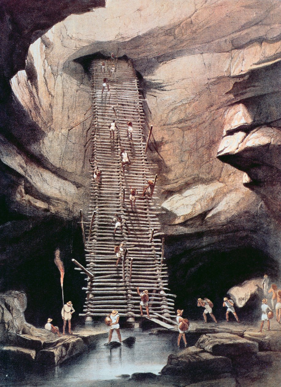 Bolonchen szakadéka, Campeche állam, Mexikó, 1844 (színes litho) alkotó: Frederick Catherwood