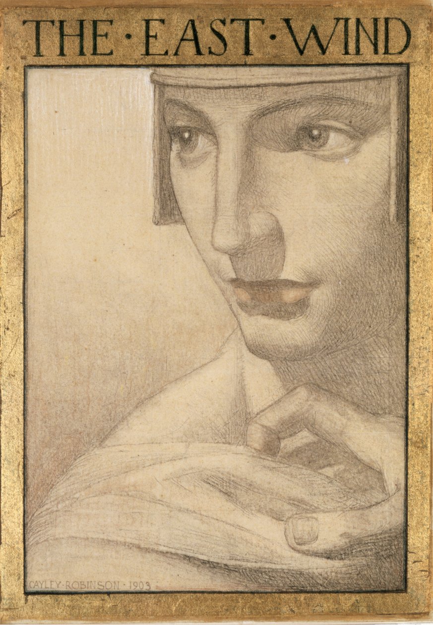 A négy szél – A keleti szél, 1903 (színes kréták papíron) alkotó: Frederick Cayley Robinson