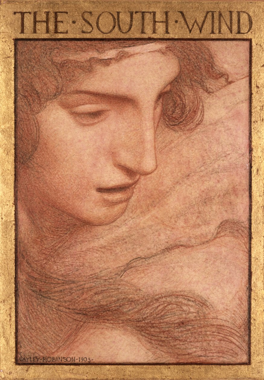 A négy szél – A déli szél, 1903 (színes kréták papíron) alkotó: Frederick Cayley Robinson