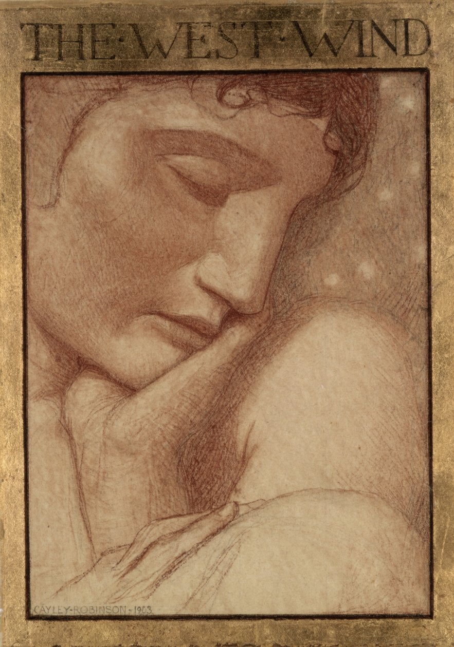 A négy szél – A nyugati szél, 1903 (színes kréták papíron) alkotó: Frederick Cayley Robinson