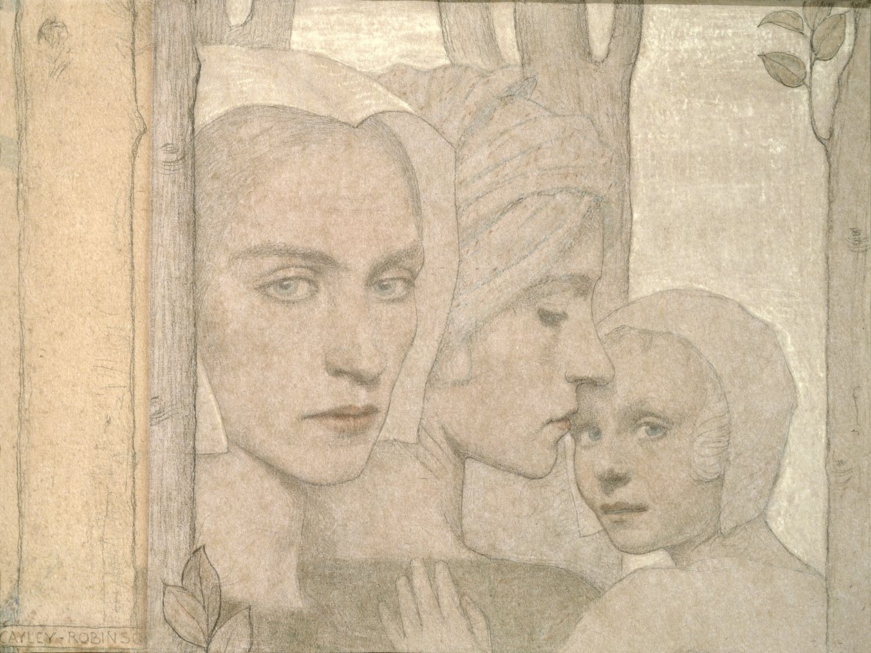 A két nővér, 1908 (ceruza és kréta, papír) alkotó: Frederick Cayley Robinson