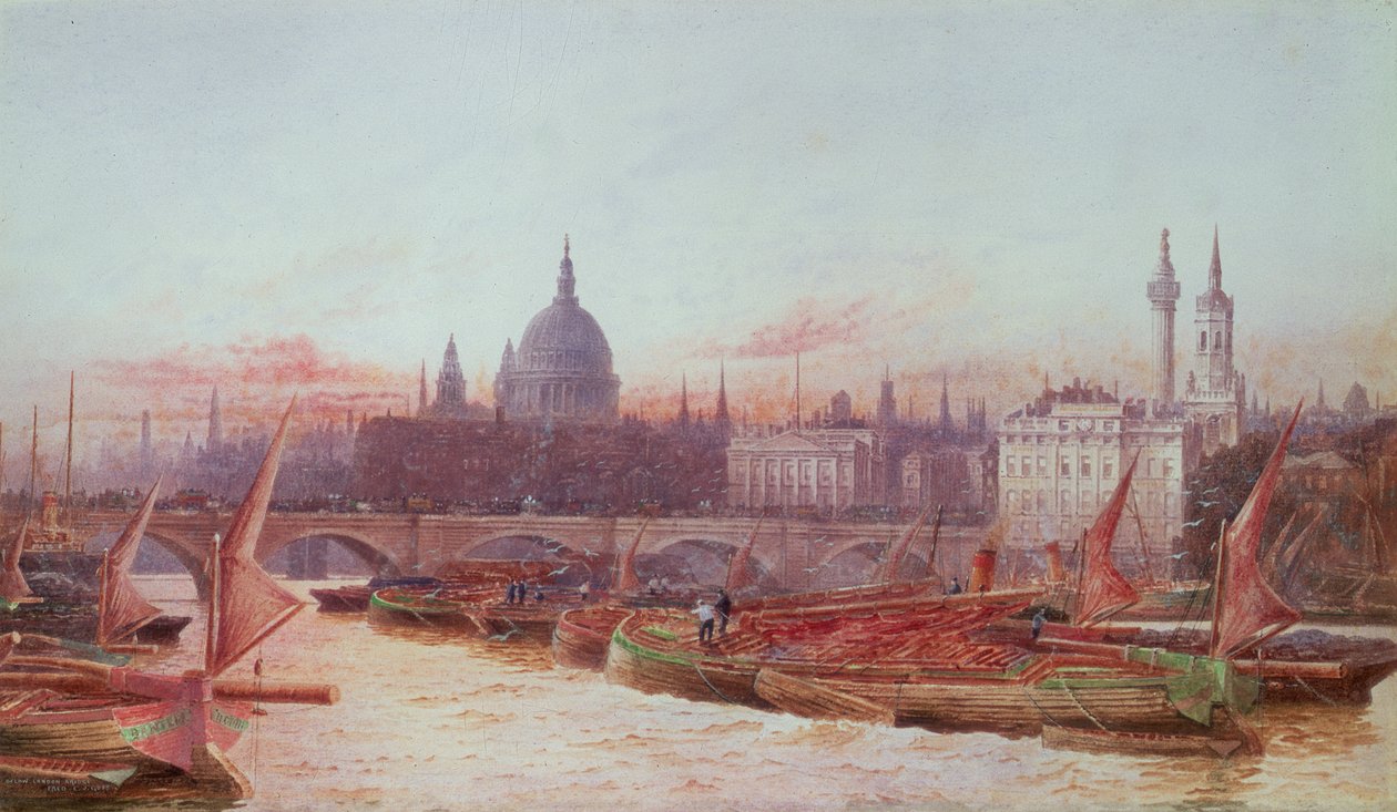 Bárkák a London Bridge alatt alkotó: Frederick E.J. Goff