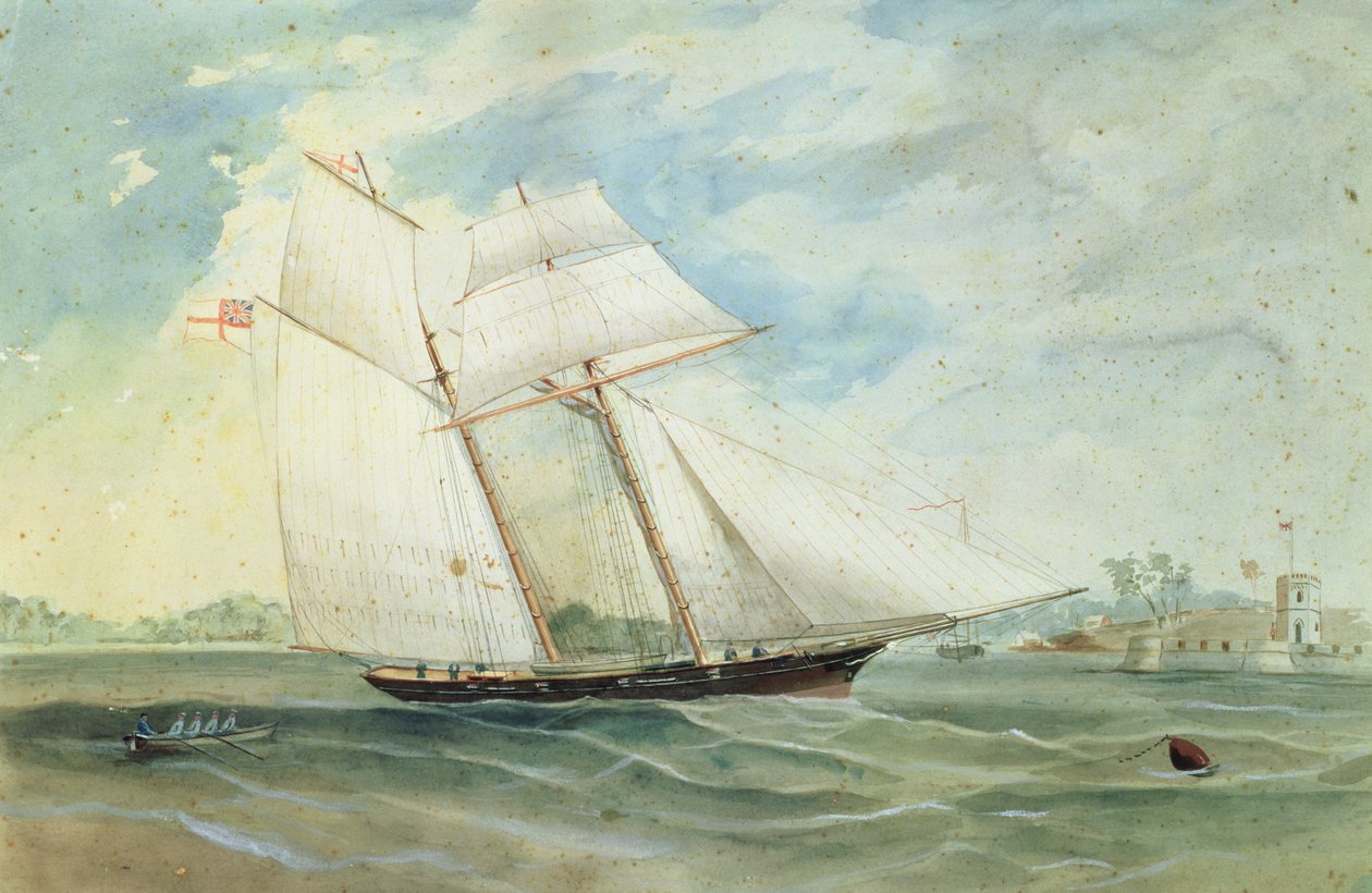 Farm Cove és Fort Macquarie, vitorlás hajóval az előtérben, 1859–1868 alkotó: Frederick Garling