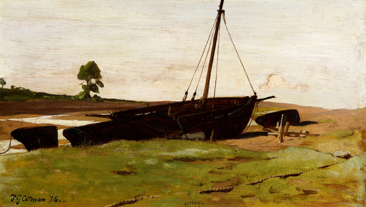 Sodort csónakok, Porlock-gát, 1879 alkotó: Frederick George Cotman