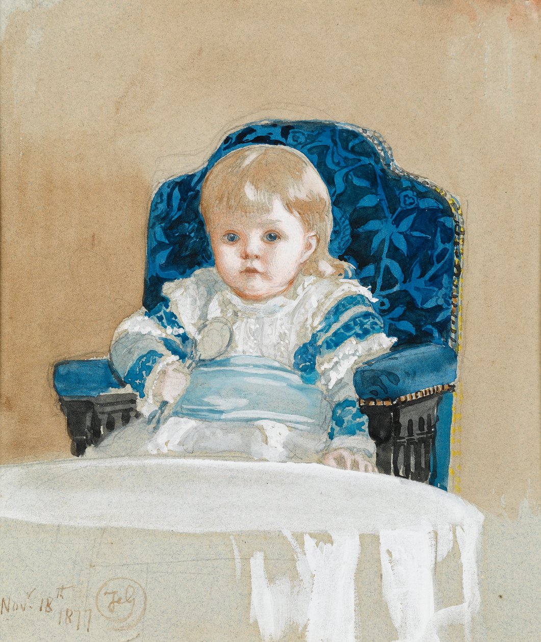 Frederica partiruhában kanállal, 1877 (wc papíron) alkotó: Frederick Goodall