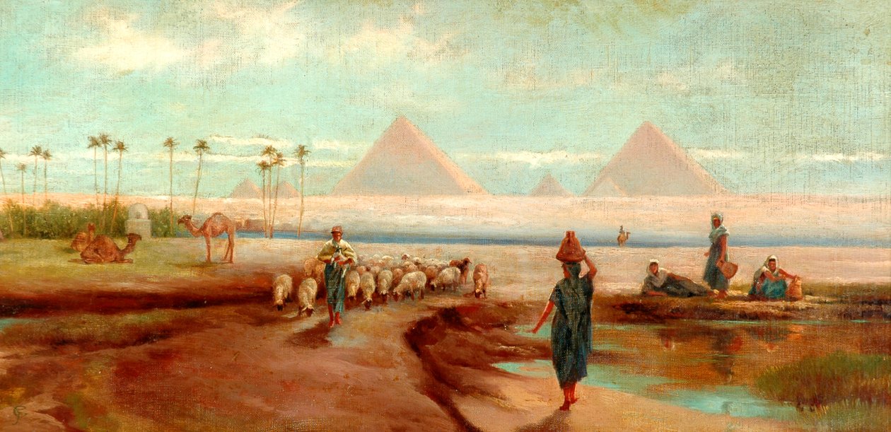 Kairón kívül (olaj, vászon, újrabélelt) alkotó: Frederick Goodall